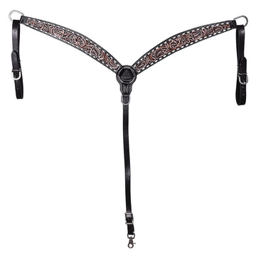 HILASON Western Horse Hand Carved American Leather Breast Collar Headstall